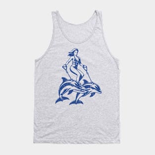 Waterskiing with Dolphins Tank Top